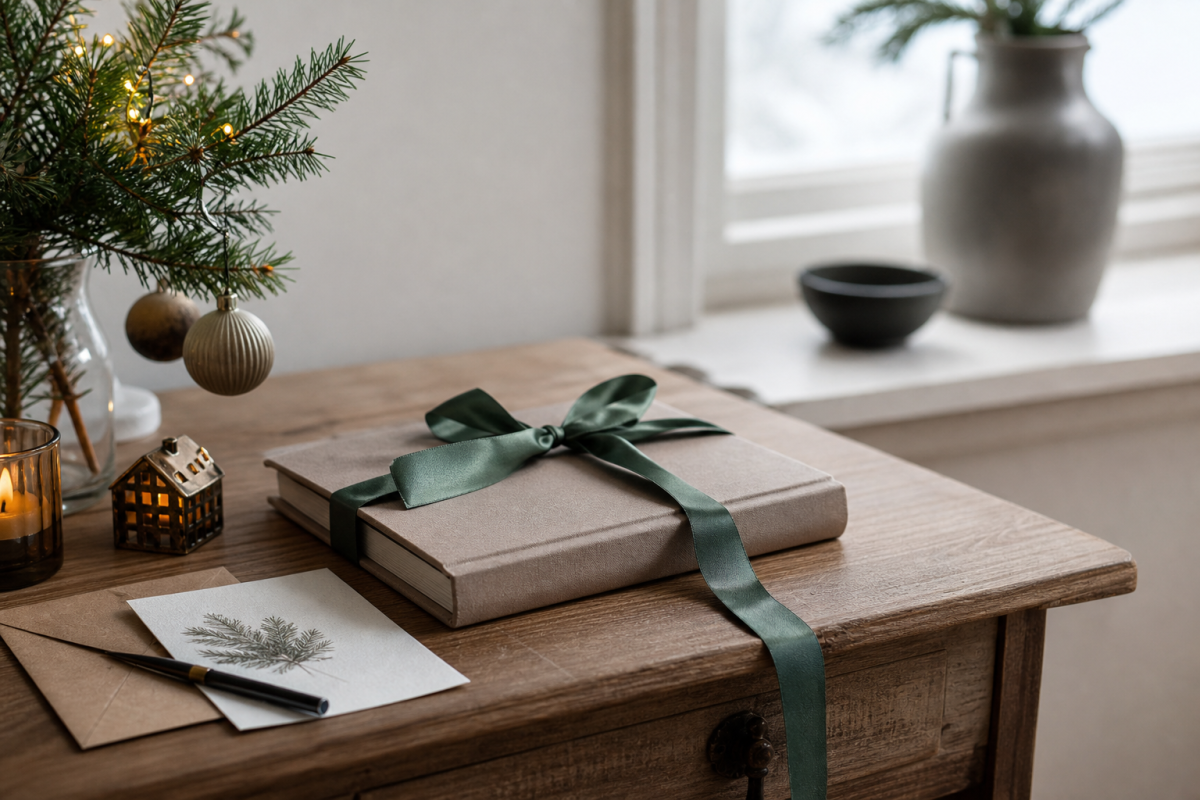 Inslagen kalender som present bredvid en penna, redo att börja fyllas i